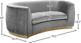 Julian Contemporary Loveseat - Luxurious Velvet Design with Stunning Gold Stainless Steel Accents