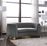 Julian Contemporary Loveseat - Luxurious Velvet Design with Stunning Gold Stainless Steel Accents