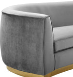 Julian Contemporary Loveseat - Luxurious Velvet Design with Stunning Gold Stainless Steel Accents