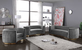 Julian Contemporary Loveseat - Luxurious Velvet Design with Stunning Gold Stainless Steel Accents