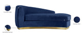 Julian Contemporary Chaise: Luxurious Velvet Design with Gold Stainless Steel Base for Modern Spaces