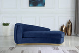 Julian Contemporary Chaise: Luxurious Velvet Design with Gold Stainless Steel Base for Modern Spaces