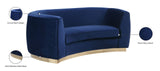Julian Contemporary Loveseat - Luxurious Velvet Design with Stunning Gold Stainless Steel Accents