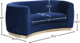 Julian Contemporary Loveseat - Luxurious Velvet Design with Stunning Gold Stainless Steel Accents