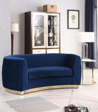 Julian Contemporary Loveseat - Luxurious Velvet Design with Stunning Gold Stainless Steel Accents
