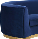 Julian Contemporary Loveseat - Luxurious Velvet Design with Stunning Gold Stainless Steel Accents