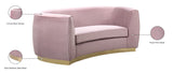 Julian Contemporary Loveseat - Luxurious Velvet Design with Stunning Gold Stainless Steel Accents