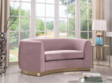 Julian Contemporary Loveseat - Luxurious Velvet Design with Stunning Gold Stainless Steel Accents