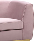 Julian Contemporary Loveseat - Luxurious Velvet Design with Stunning Gold Stainless Steel Accents
