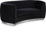 Julian Contemporary Loveseat - Luxurious Velvet Design with Stunning Gold Stainless Steel Accents