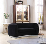 Julian Contemporary Loveseat - Luxurious Velvet Design with Stunning Gold Stainless Steel Accents