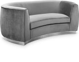 Julian Contemporary Loveseat - Luxurious Velvet Design with Stunning Gold Stainless Steel Accents