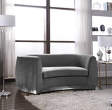 Julian Contemporary Loveseat - Luxurious Velvet Design with Stunning Gold Stainless Steel Accents