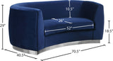 Julian Contemporary Loveseat - Luxurious Velvet Design with Stunning Gold Stainless Steel Accents