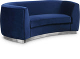 Julian Contemporary Loveseat - Luxurious Velvet Design with Stunning Gold Stainless Steel Accents