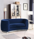Julian Contemporary Loveseat - Luxurious Velvet Design with Stunning Gold Stainless Steel Accents
