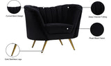 Margo Velvet Lounge Chair - Luxurious Contemporary Design with Gold Stainless Steel Legs and Curved Back
