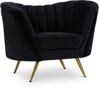 Margo Velvet Lounge Chair - Luxurious Contemporary Design with Gold Stainless Steel Legs and Curved Back