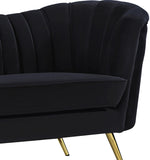 Margo Velvet Lounge Chair - Luxurious Contemporary Design with Gold Stainless Steel Legs and Curved Back