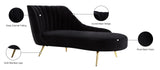 Margo Velvet Lounge Chaise with Gold Stainless Steel Legs and Curved Design for Modern Homes