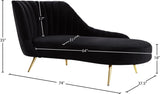 Margo Velvet Lounge Chaise with Gold Stainless Steel Legs and Curved Design for Modern Homes