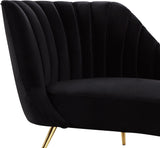 Margo Velvet Lounge Chaise with Gold Stainless Steel Legs and Curved Design for Modern Homes