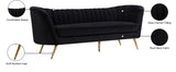 Margo Luxurious Contemporary Sofa with Gold Legs, Curved Back Design for Modern Home Elegance