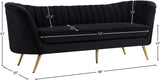 Margo Luxurious Contemporary Sofa with Gold Legs, Curved Back Design for Modern Home Elegance