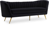 Margo Luxurious Contemporary Sofa with Gold Legs, Curved Back Design for Modern Home Elegance