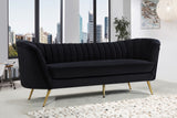 Margo Luxurious Contemporary Sofa with Gold Legs, Curved Back Design for Modern Home Elegance