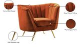 Margo Velvet Lounge Chair - Luxurious Contemporary Design with Gold Stainless Steel Legs and Curved Back