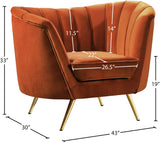 Margo Velvet Lounge Chair - Luxurious Contemporary Design with Gold Stainless Steel Legs and Curved Back