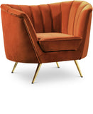 Margo Velvet Lounge Chair - Luxurious Contemporary Design with Gold Stainless Steel Legs and Curved Back