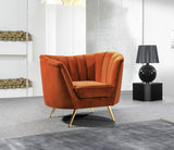 Margo Velvet Lounge Chair - Luxurious Contemporary Design with Gold Stainless Steel Legs and Curved Back