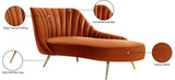 Margo Velvet Lounge Chaise with Gold Stainless Steel Legs and Curved Design for Modern Homes