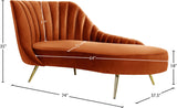 Margo Velvet Lounge Chaise with Gold Stainless Steel Legs and Curved Design for Modern Homes