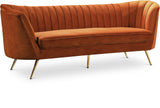 Margo Luxurious Contemporary Sofa with Gold Legs, Curved Back Design for Modern Home Elegance