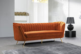 Margo Luxurious Contemporary Sofa with Gold Legs, Curved Back Design for Modern Home Elegance