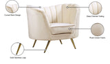 Margo Velvet Lounge Chair - Luxurious Contemporary Design with Gold Stainless Steel Legs and Curved Back