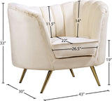 Margo Velvet Lounge Chair - Luxurious Contemporary Design with Gold Stainless Steel Legs and Curved Back