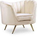 Margo Velvet Lounge Chair - Luxurious Contemporary Design with Gold Stainless Steel Legs and Curved Back