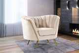 Margo Velvet Lounge Chair - Luxurious Contemporary Design with Gold Stainless Steel Legs and Curved Back