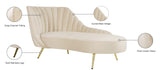 Margo Velvet Lounge Chaise with Gold Stainless Steel Legs and Curved Design for Modern Homes