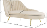 Margo Velvet Lounge Chaise with Gold Stainless Steel Legs and Curved Design for Modern Homes