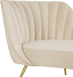 Margo Velvet Lounge Chaise with Gold Stainless Steel Legs and Curved Design for Modern Homes