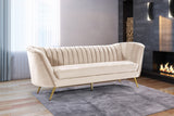 Margo Luxurious Contemporary Sofa with Gold Legs, Curved Back Design for Modern Home Elegance