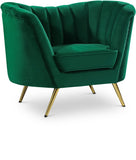 Margo Velvet Lounge Chair - Luxurious Contemporary Design with Gold Stainless Steel Legs and Curved Back
