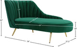 Margo Velvet Lounge Chaise with Gold Stainless Steel Legs and Curved Design for Modern Homes