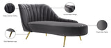 Margo Velvet Lounge Chaise with Gold Stainless Steel Legs and Curved Design for Modern Homes