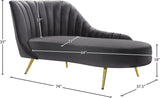 Margo Velvet Lounge Chaise with Gold Stainless Steel Legs and Curved Design for Modern Homes